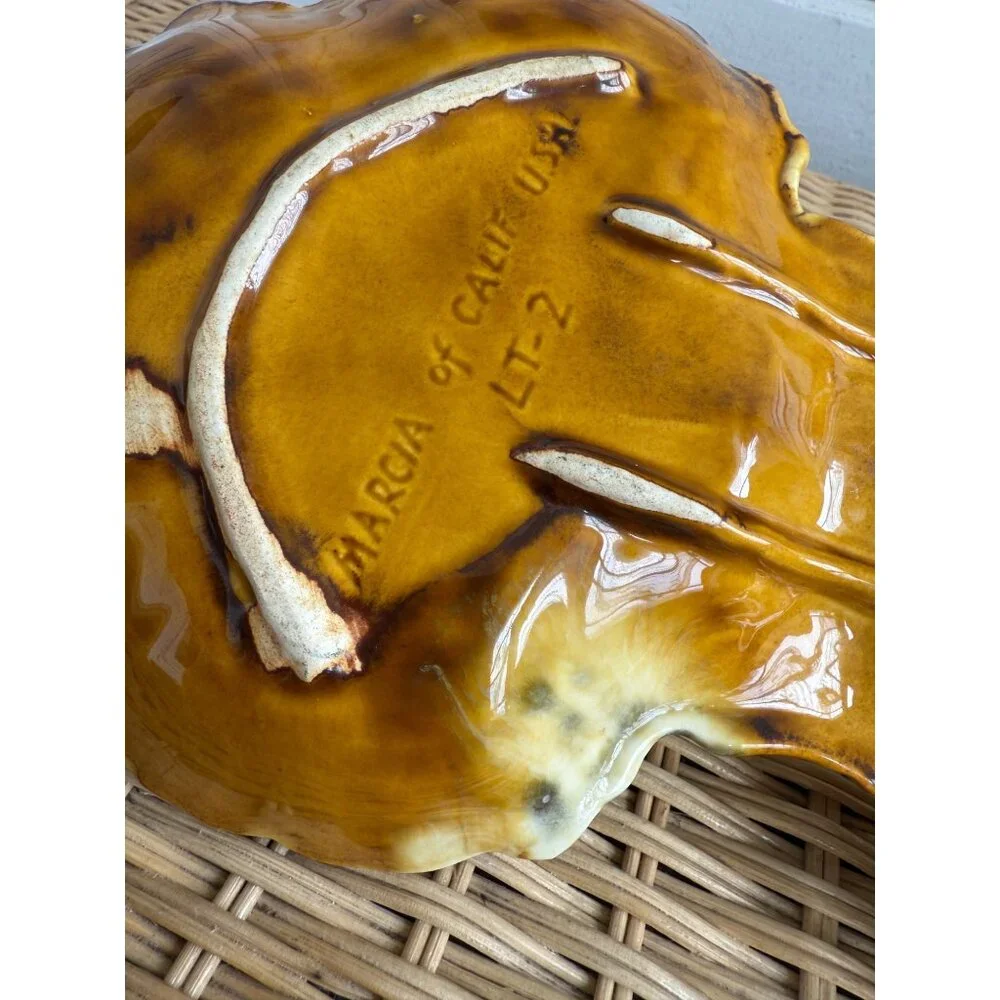 Vintage MCM Marcia California Pottery Double Serving Dish With Handle - Picture 7 of 9